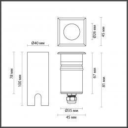 Odeon light 6661/1GB NATURE ODL24 631 черный/металл Встраиваемый грунтовый светильник IP67 LED 3W 4000K 12V/24V INGRO (нужен драйвер 357781/357782)  - 2 купить